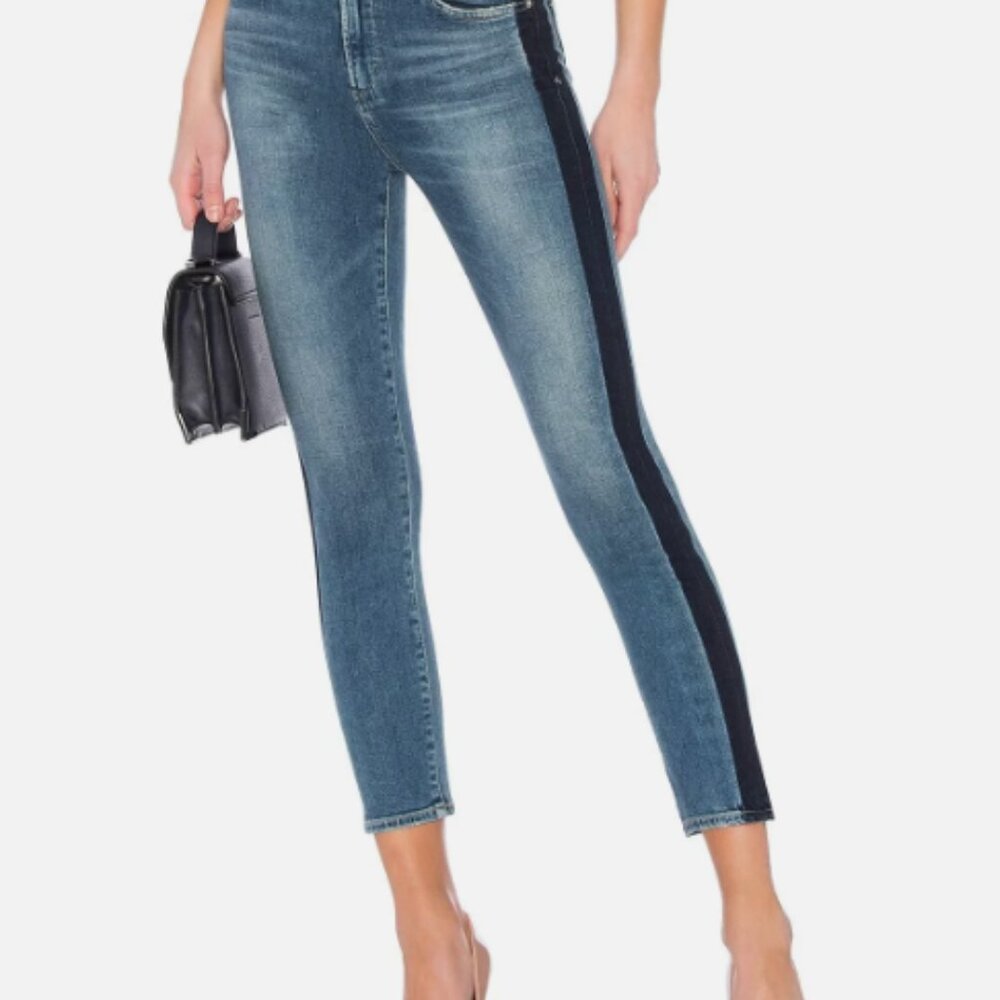 Citizens of Humanity Size 31 Rocket Crop High Rise Skinny Jeans Shadow Stripes